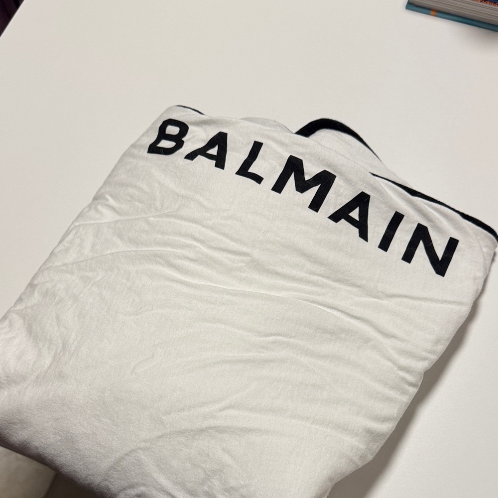 Balmain White blanket with Black Logo